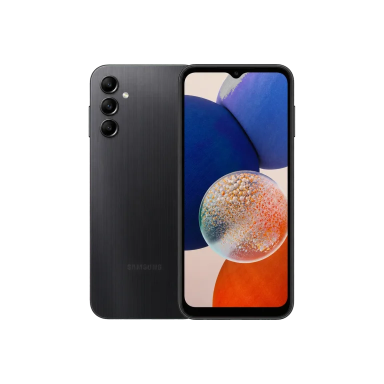Samsung Galaxy A14 4G sedd framifrån och bakifrån